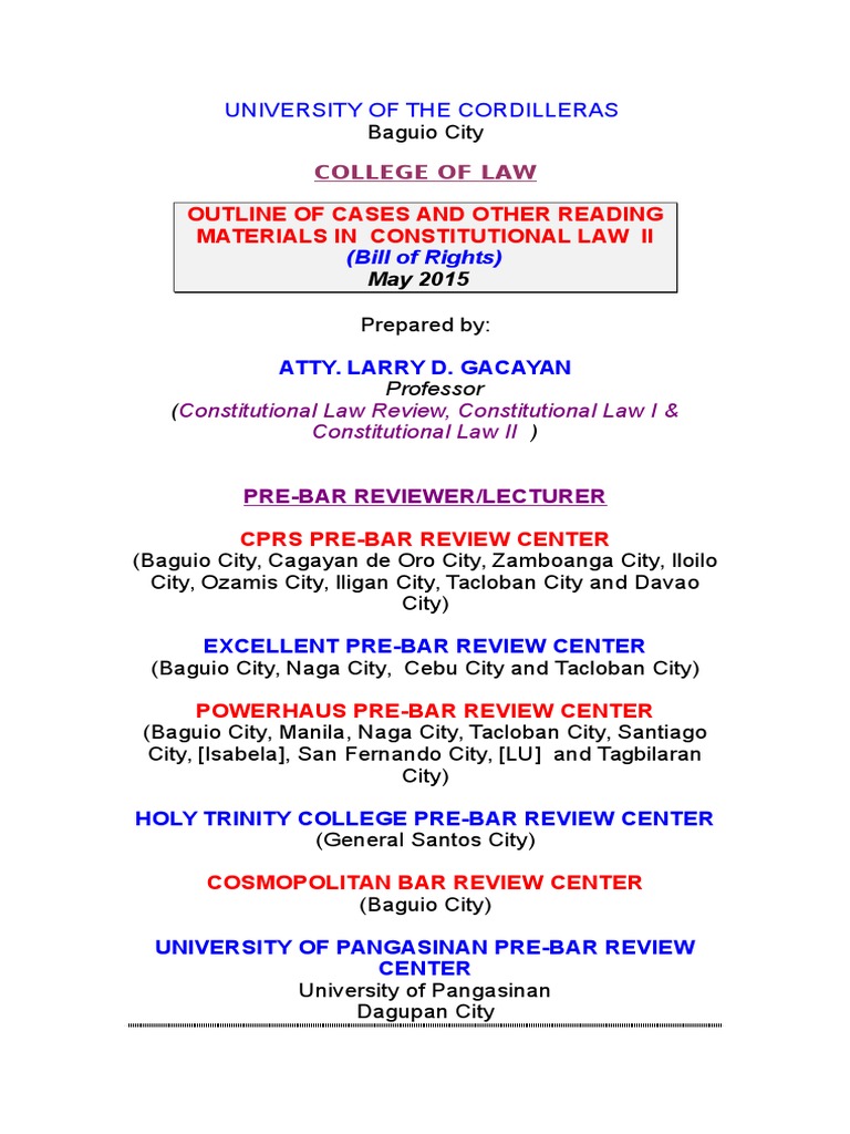 Constitutional Law II Case Outline | PDF | Eminent Domain | Bail
