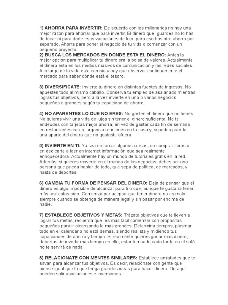 Claves para ser millonario hoy | PDF | Ahorro | Dinero
