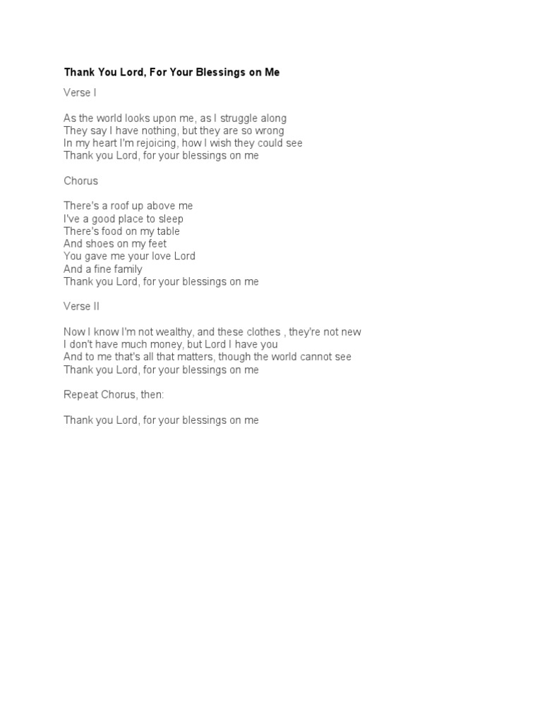 Thank You Lord, For Your Blessings On Me | PDF