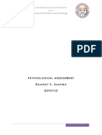 Psychological Assessment Russhell C. Anselmo Bspsy3D: Centro Escolar University School of Science and Technology