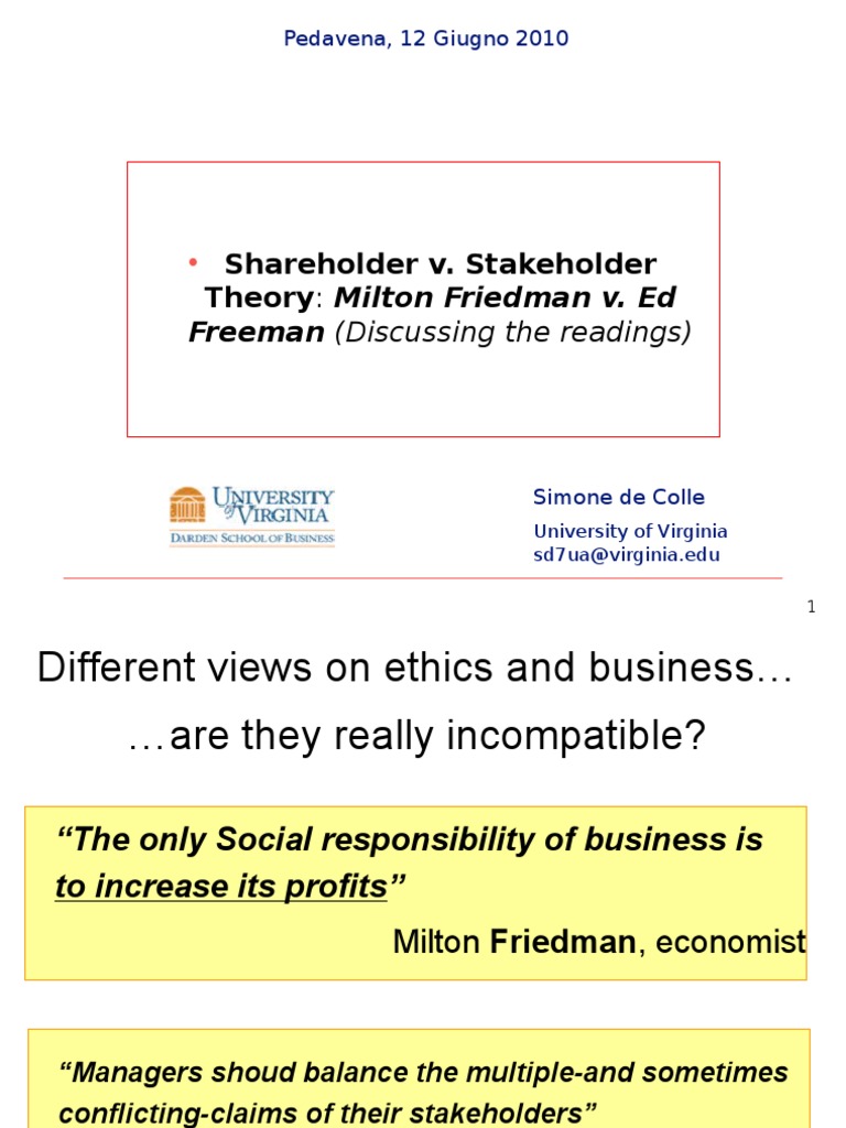 Shareholder V Stakeholder Theory Pdf Stakeholder Corporate