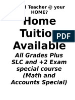 Home Tuition Available: Need Teacher at Your Home?