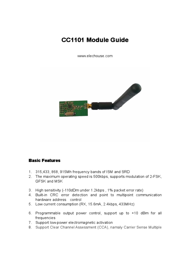 CC1101 Module Overview and Guide | PDF | Computer Hardware | Data ...