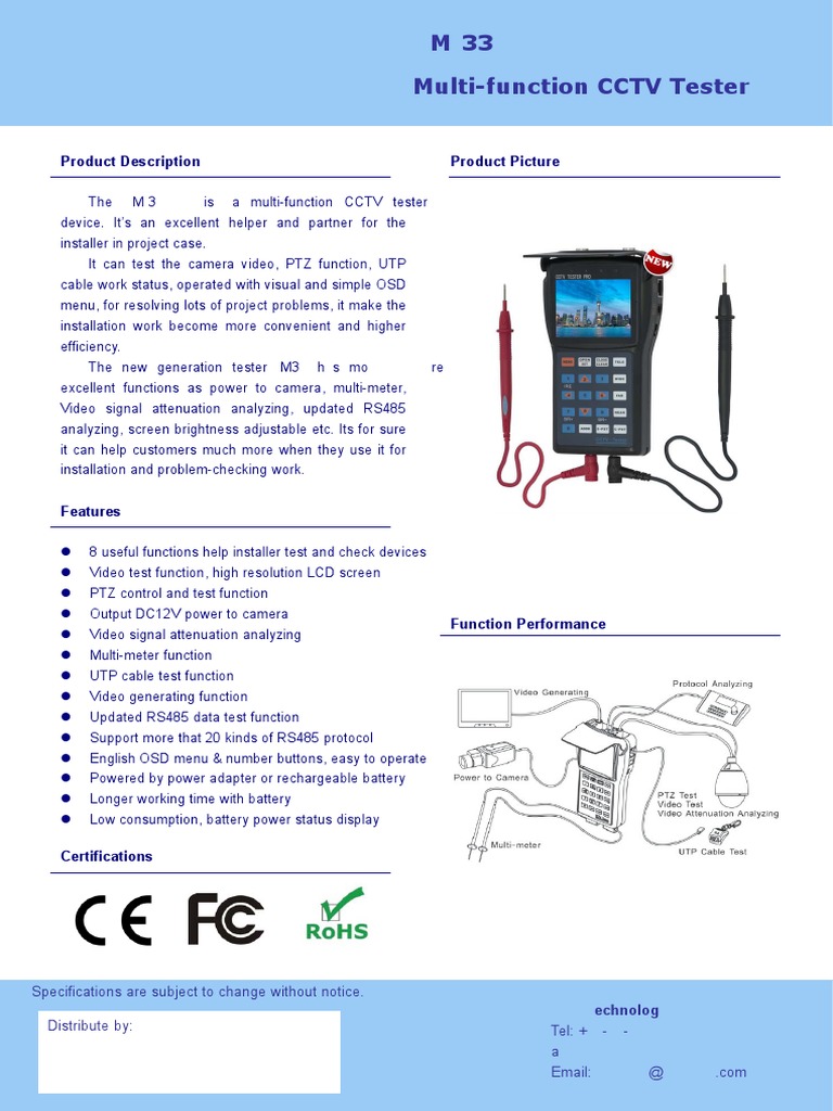 $M33 Multi-Function CCTV Tester: Product Description Product Picture ...