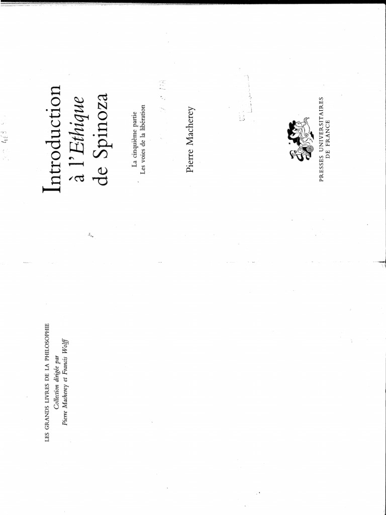 Introduction A L'ethique de Spinoza, Tome - Pierre Macherey PDF | PDF