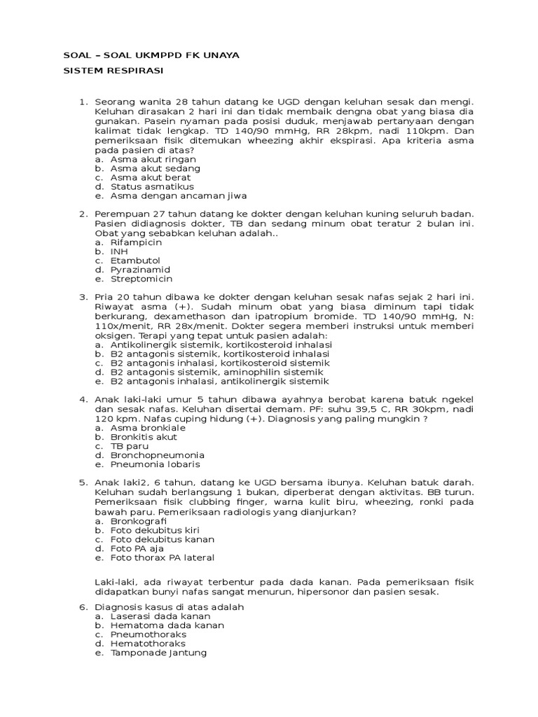 Soal Ukmppd Respirasi