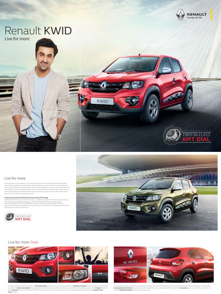 Renault Kwid AMT Brochure PDF Manual Transmission Transmission
