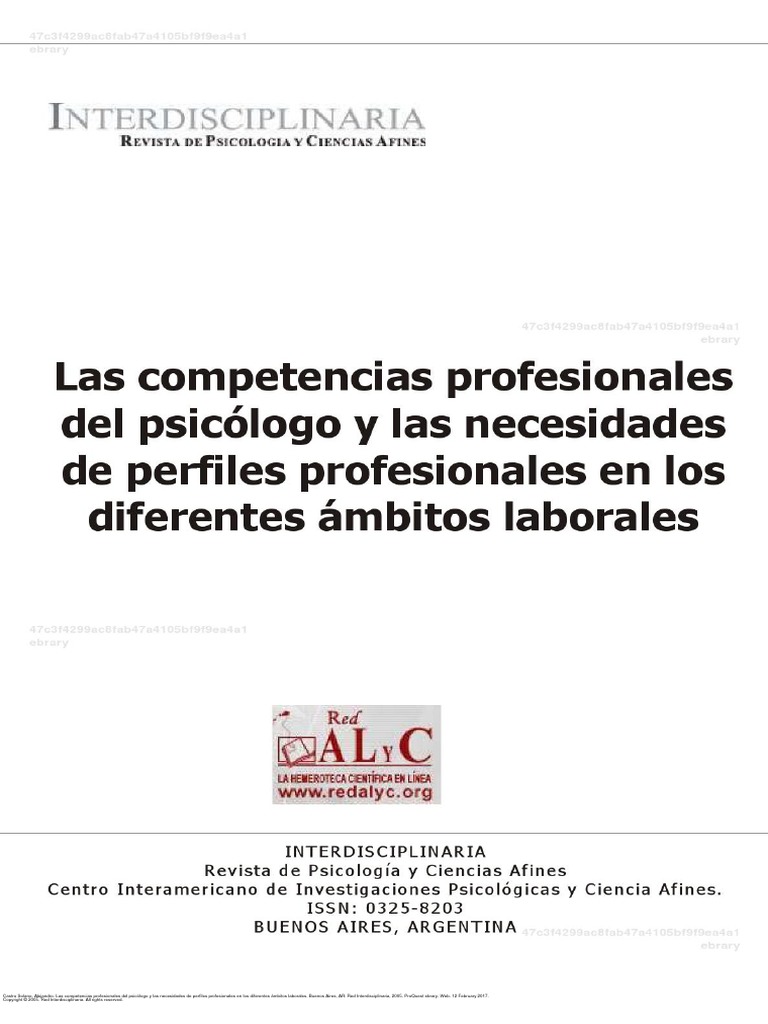 Las Competencias Profesionales Del Psic Logo y Las Necesidades de ...