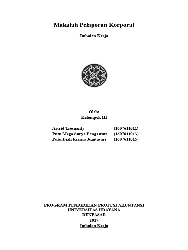 Contoh Makalah Tentang Imbalan Kerja Berkas Makalah
