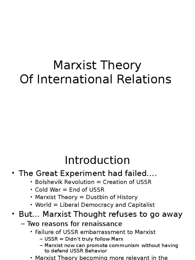 Main Theories Of Schooling Implied By Marx