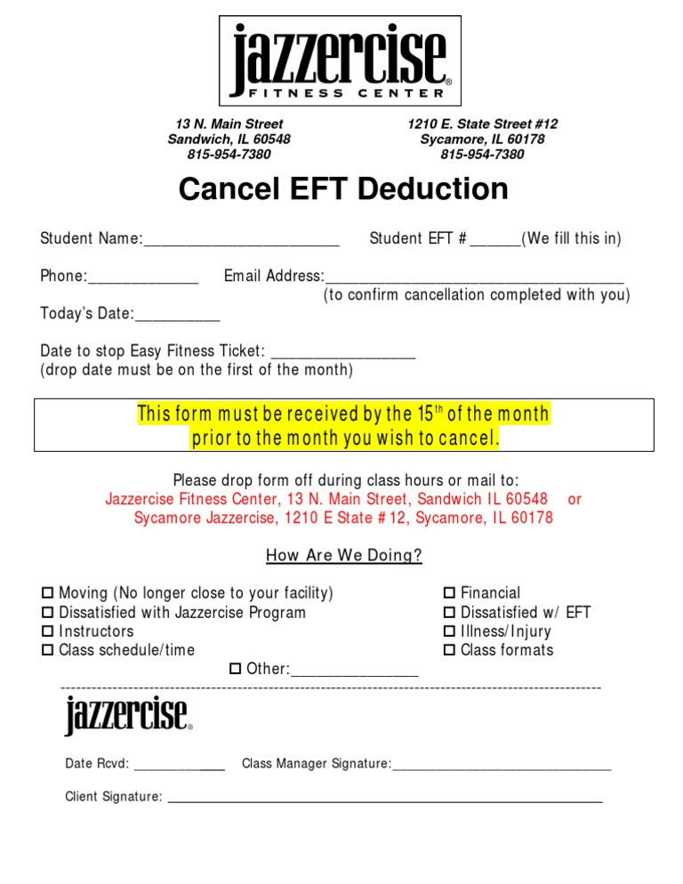 Cancel Your EFT Deduction Form | PDF