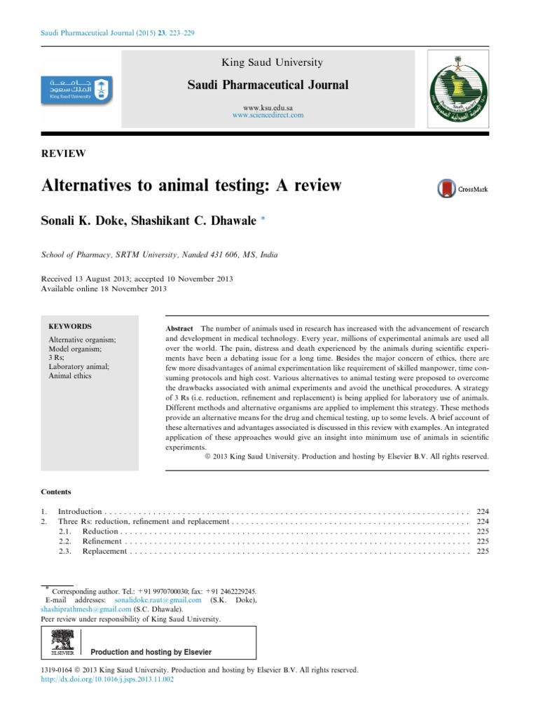 Alternatives To Animal Testing Review 2015 Pdf Animal Testing
