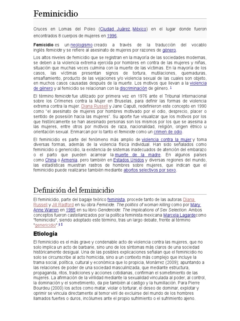 Feminicidio | PDF | Causas de la muerte | La violencia contra las mujeres
