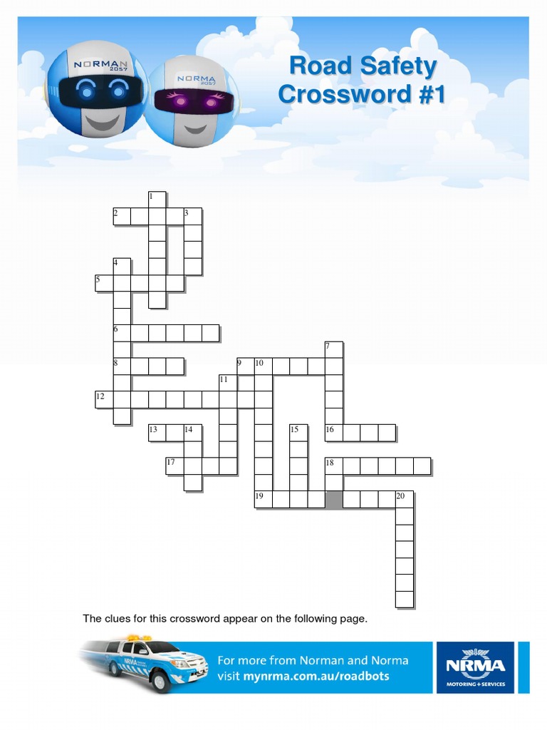 Road Safety Crossword 1 Road Traffic Safety Road