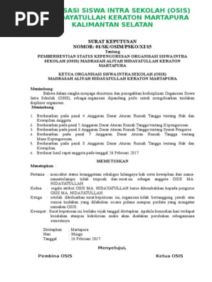 Surat Pemberhentian Osis
