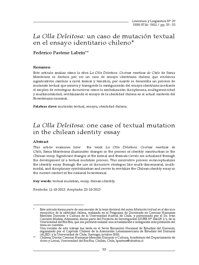 La Olla Deleitosa Un Caso de Mutación Textual en El Ensayo Identitario