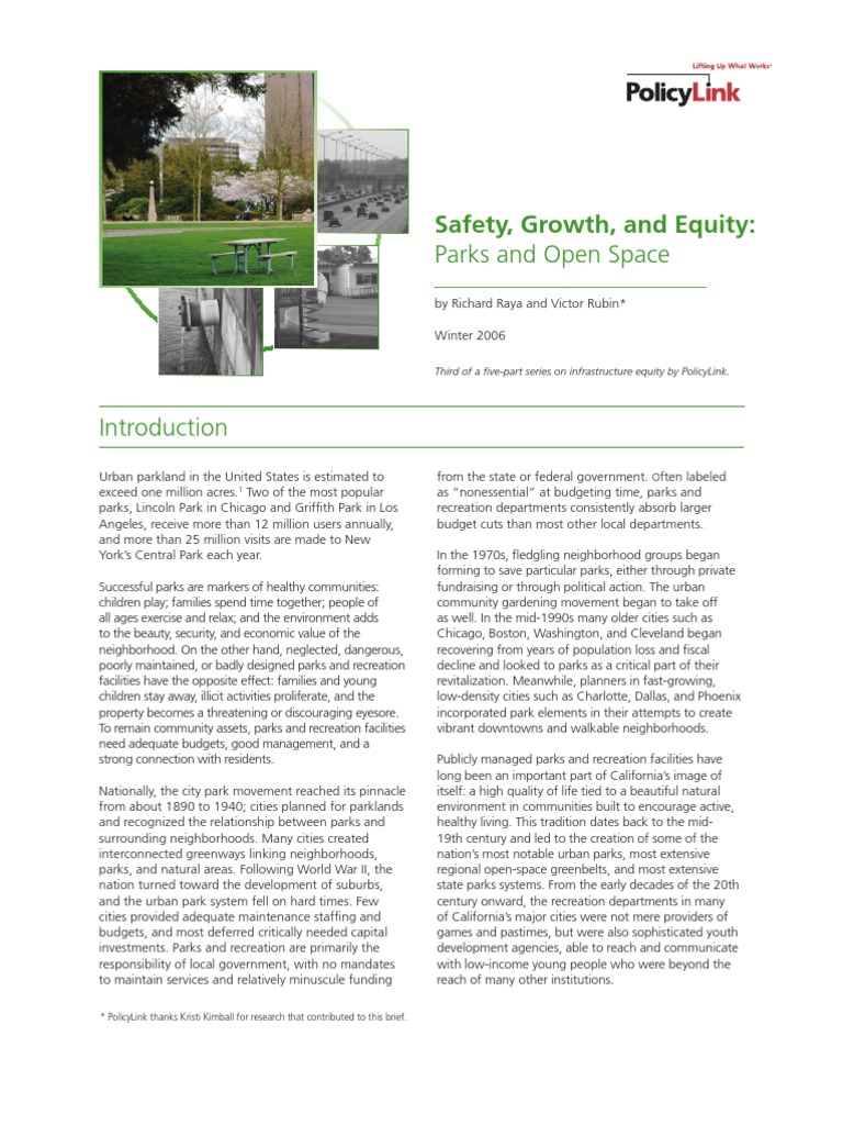 Safety, Growth, and Equity Parks and Open Space Introduction | PDF ...