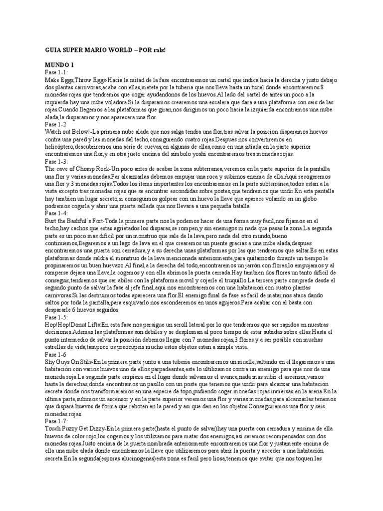 Guía Super Mario World | PDF | Flores | Helicóptero