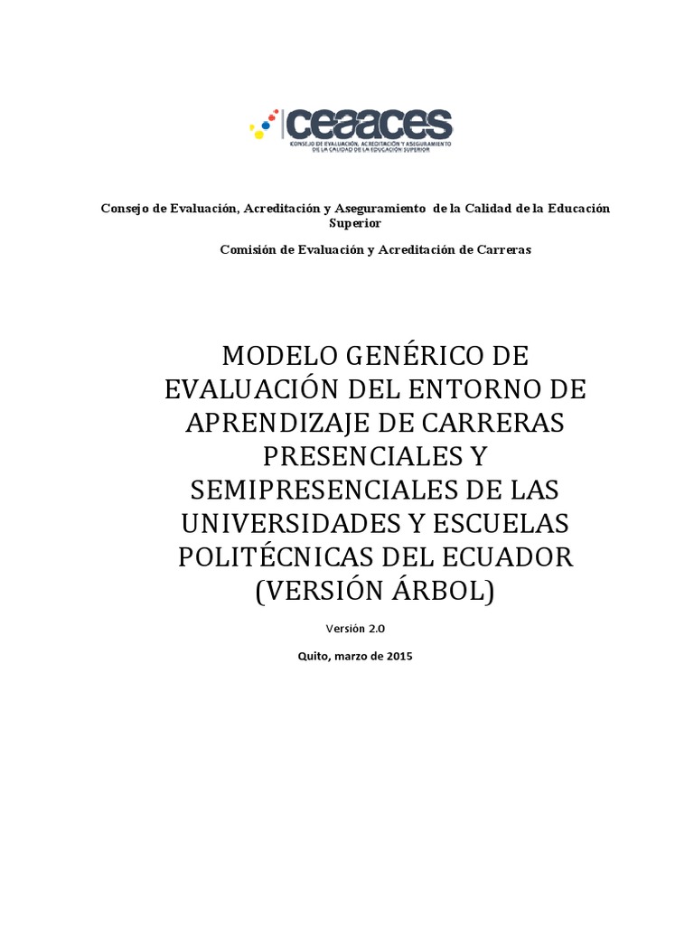 Modelo Genérico de Evaluación Del Entorno de Aprendizaje de Carreras