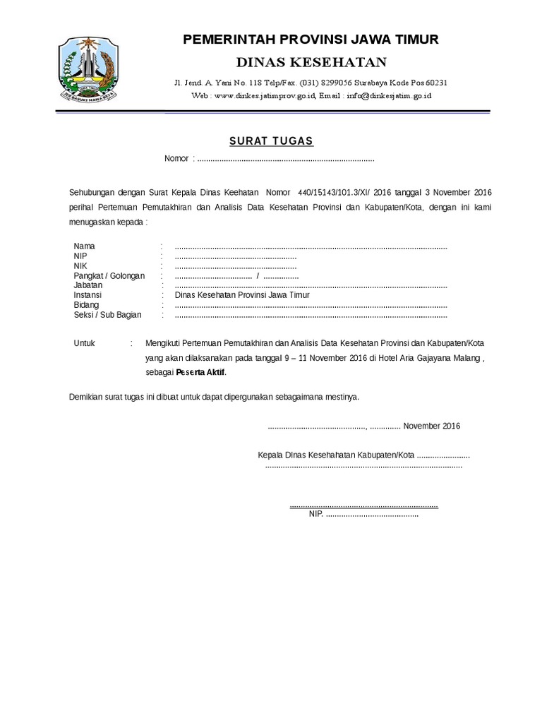06 Contoh Surat Tugas Peserta Kab Kota Rs