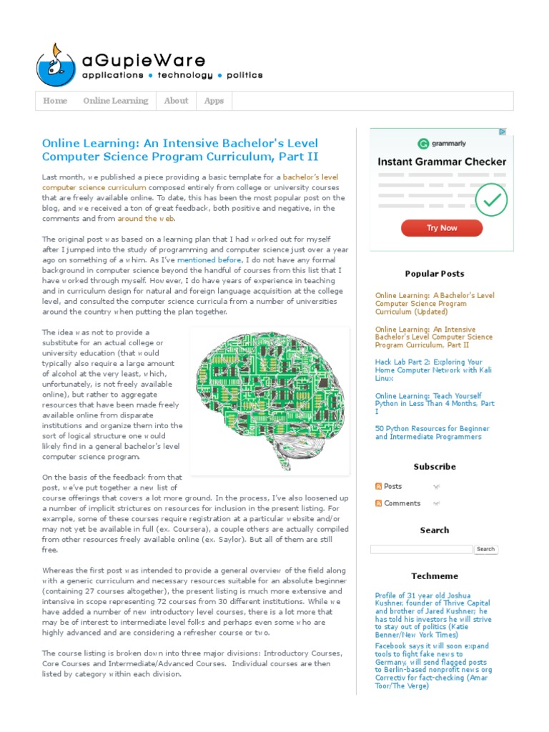 Free Online Computer Science Curriculum | PDF