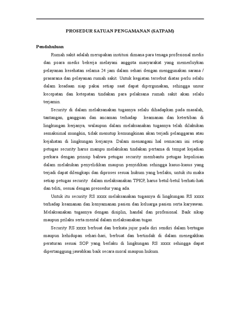 Prosedur Keamanan RS: Tugas dan Tanggung Jawab | PDF | Kesehatan ...