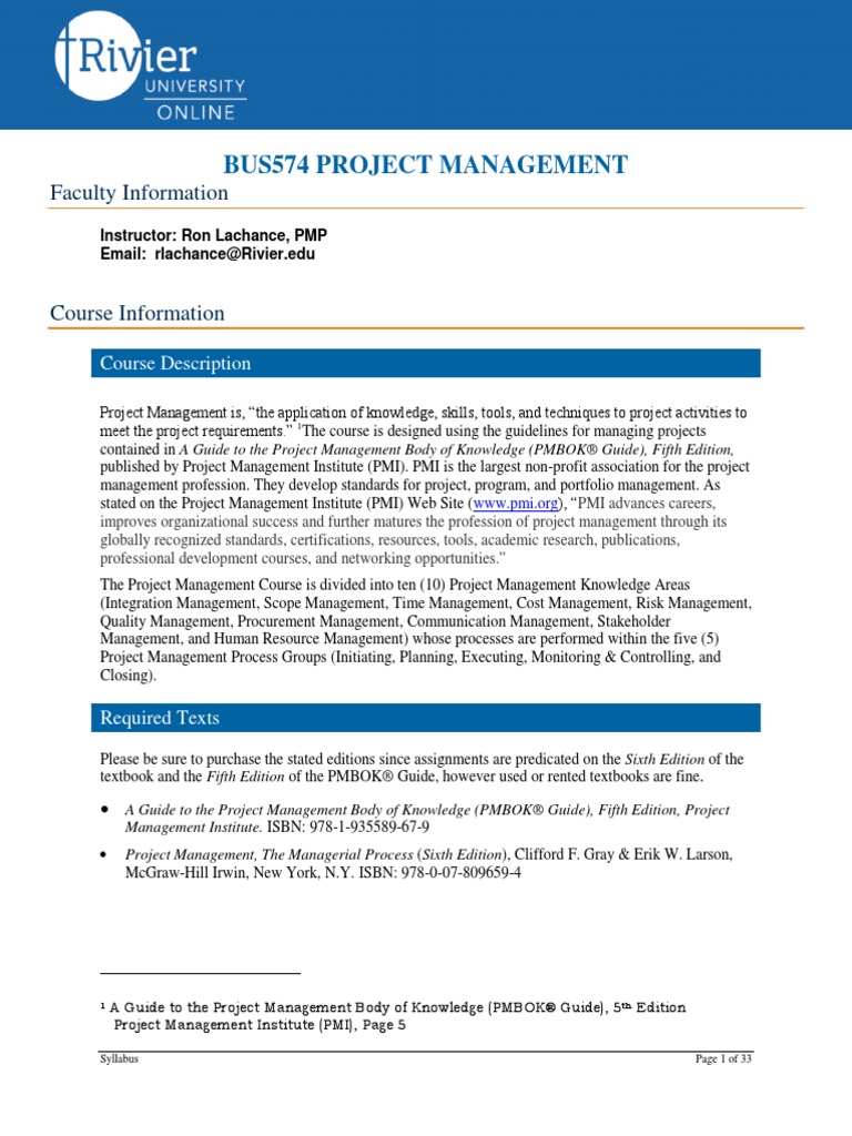 research project management syllabus