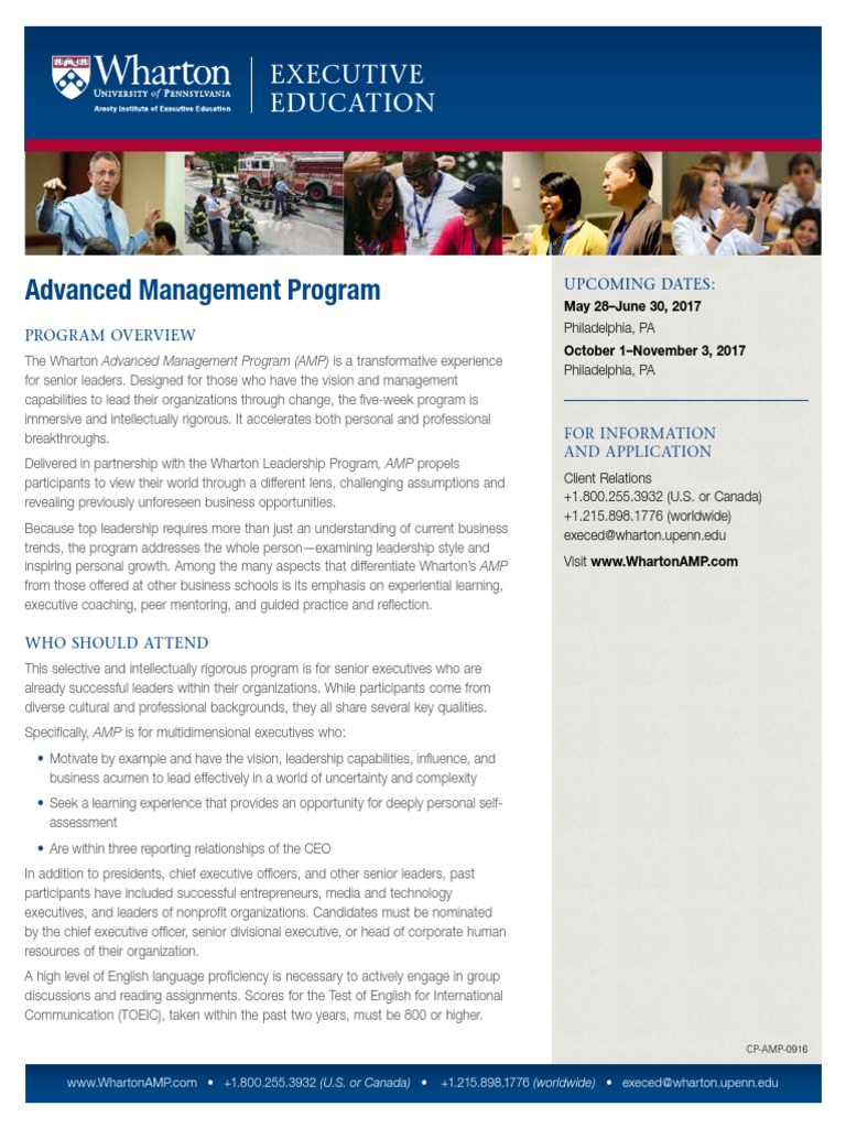 Wharton Advanced Management Program PDF Wharton School Of The