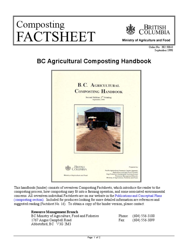 BC Agricultural Composting Handbook | PDF | Compost | Agriculture