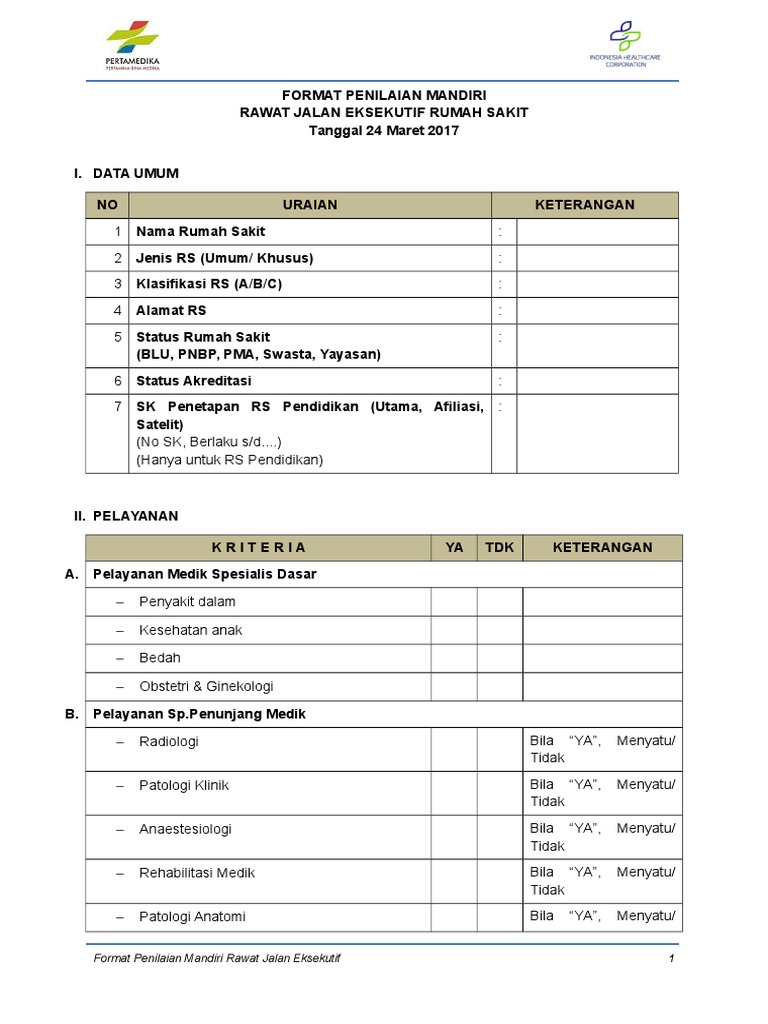 Penilaian Mandiri Rawat Jalan Eksekutif | PDF