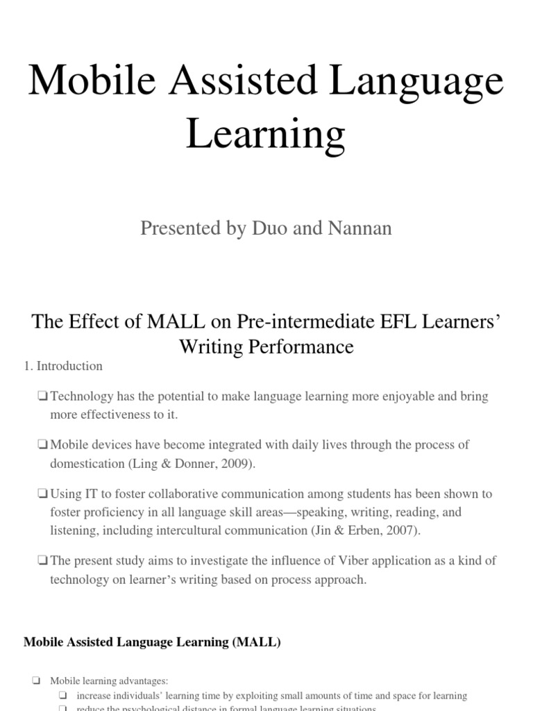Mobile Assisted Language Learning 2 | PDF | Experiment | Vocabulary