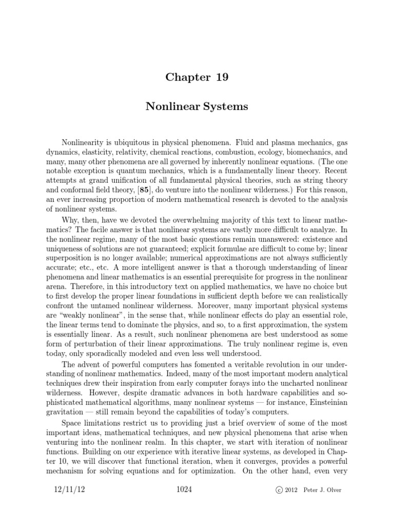 Nonlinear Systems Overview | PDF | Nonlinear System | Dynamical System