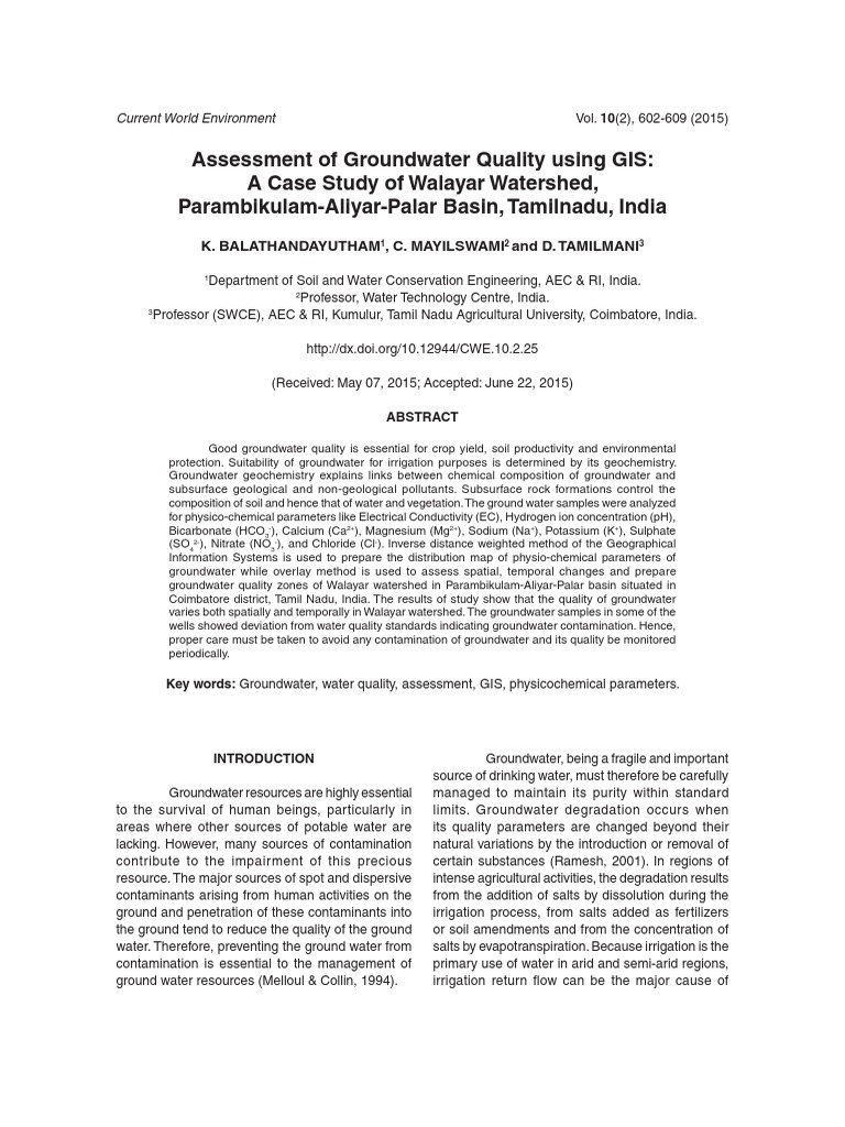 Assessment of Water Quality Using GIS PDF Magnesium Groundwater