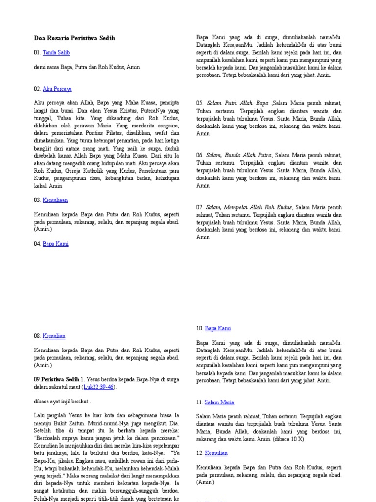 Doa Rosario Peristiwa Sedih