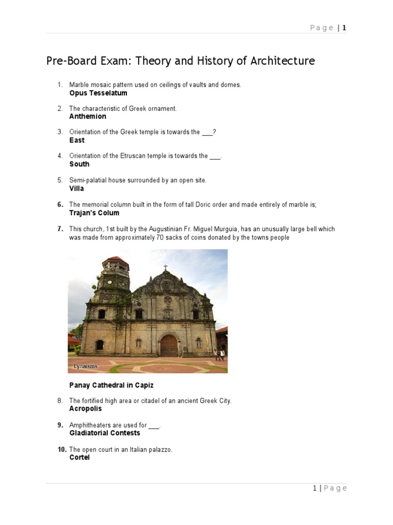 PreBoard Exam (Theory and History of Architecture).docx
