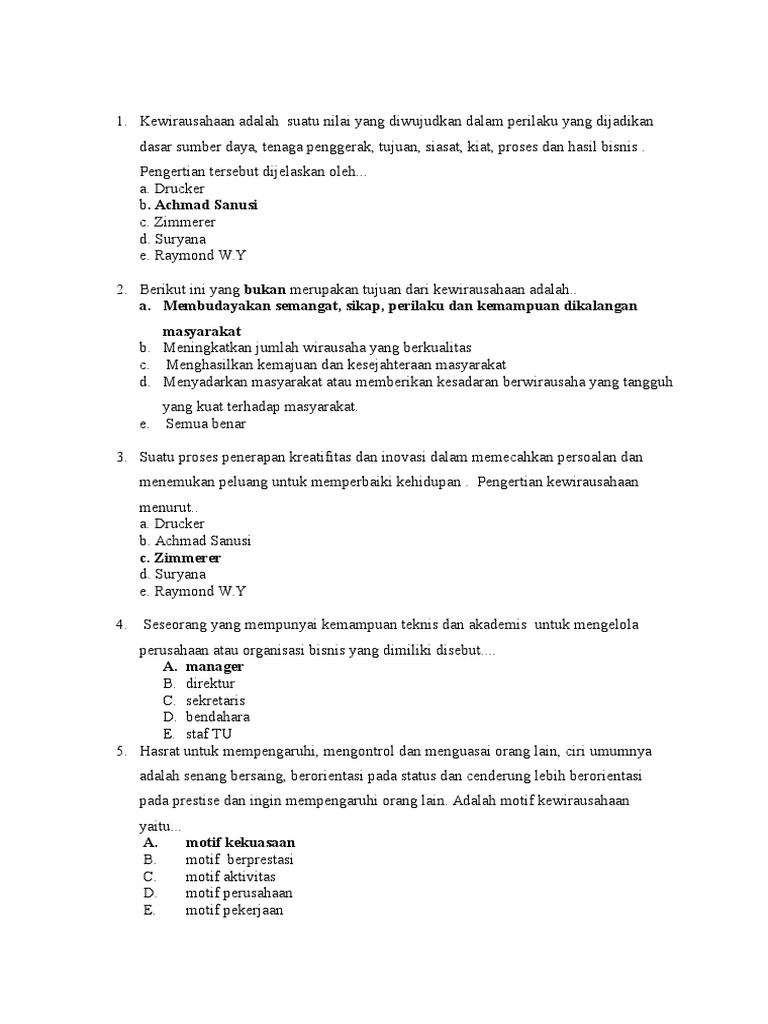 Soal Uts Kewirausahaan 3d