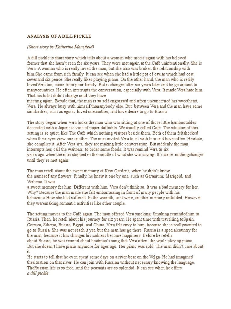 Analysis of A Dill Pickle PDF Narration