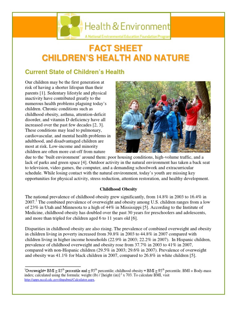 Children's Health and Nature Fact Sheet | PDF