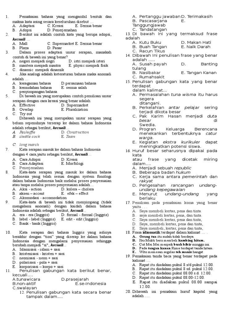 SOAL GABUNGAN KATA DAN KATA SERAPAN.doc