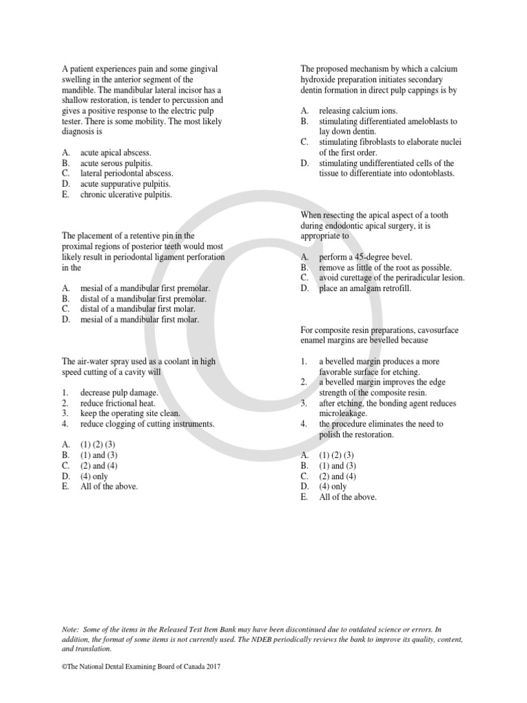 Ndeb Released Question Bank 2017 PDF Periodontology Mouth