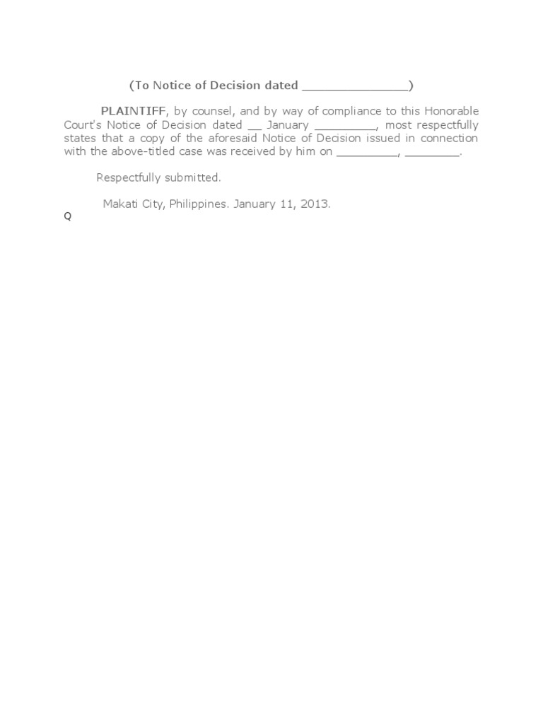 To Notice of Decision Dated | PDF