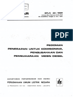 Pedoman Penerapan Untuk Komisioning Pengusahaan Pemeliharaan Mesin Diesel SPLN 25 1980 PDF