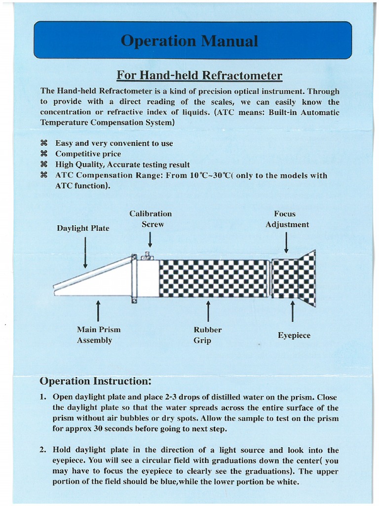 Refractometer RHB44SATC _ Operation Manual