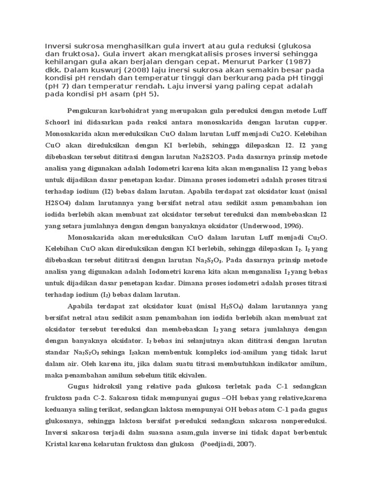 Proses Inversi Sukrosa dan Gula Invert | PDF