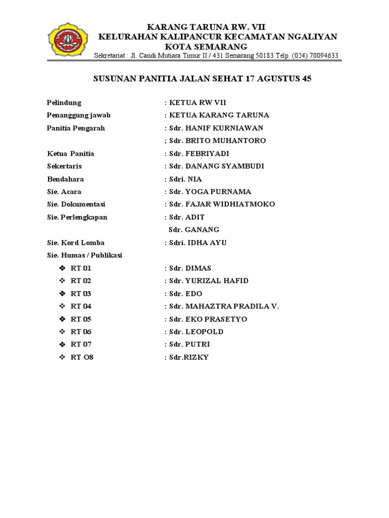 Susunan Acara 17 Agustus Rt - 17 Agustus 2017