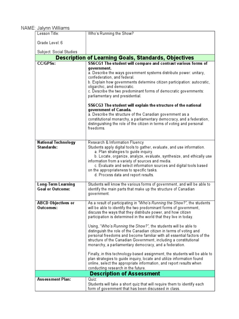 Lesson Plan Ss Forms Of Government Democracy