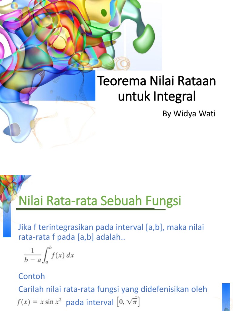 Teorema Nilai Rataan Untuk Integral
