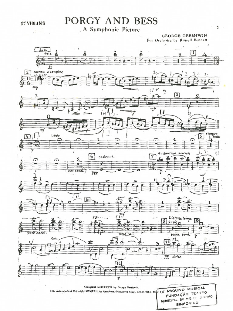 Porgy And Bess Score | bess, you is my woman now – GMBX