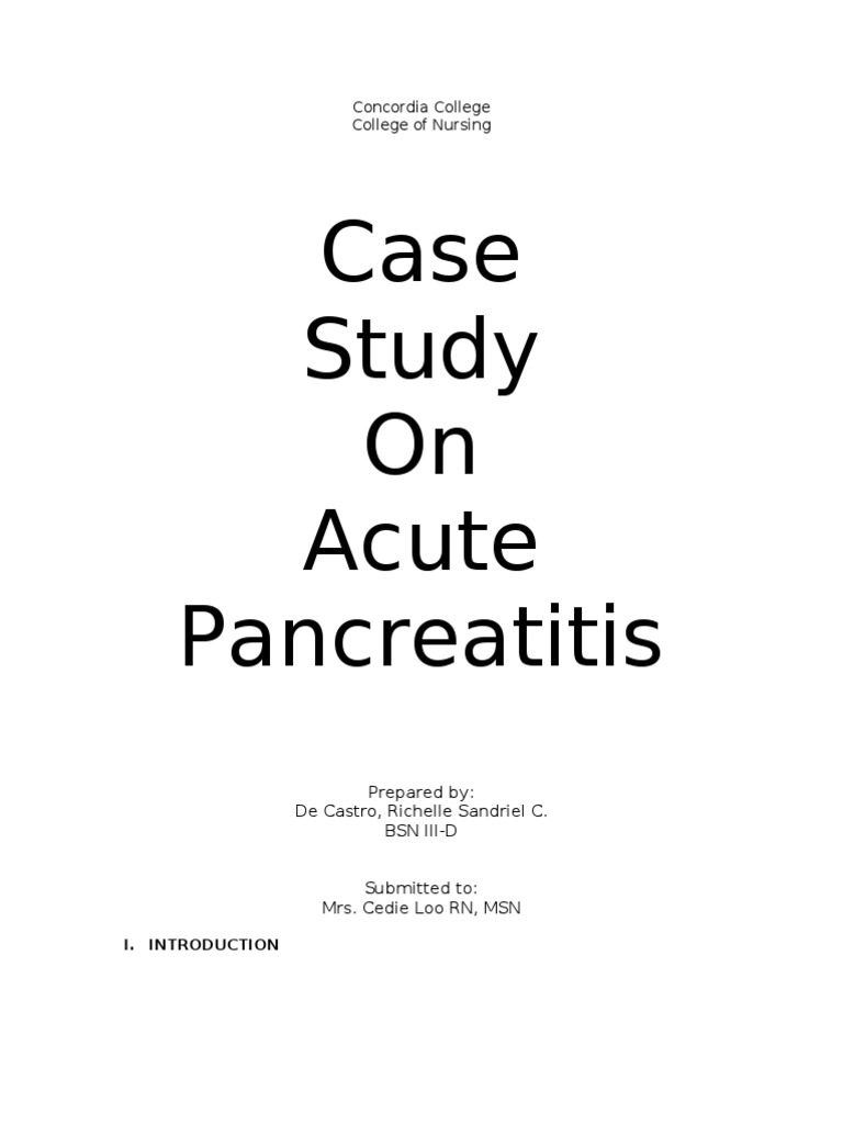 Pancreatitis Case Studies