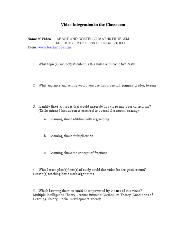 Math Videos for Young Learners | PDF